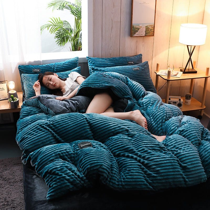 Blu turquoise Velluto - Drap Fodera / Copripiumino / Taies d'oreiller
