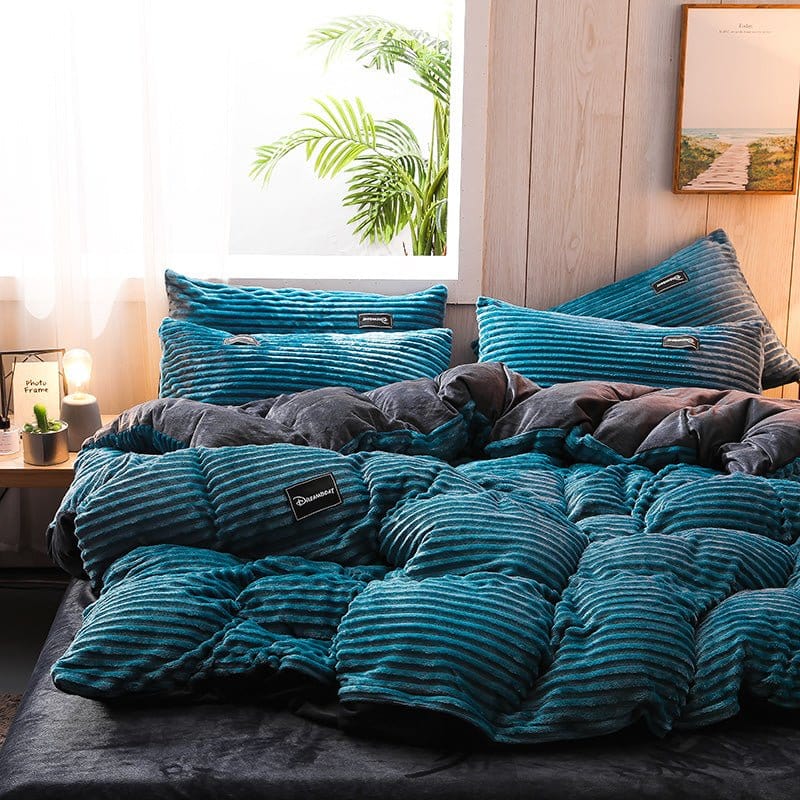 Blu turquoise Velluto - Drap Fodera / Copripiumino / Taies d'oreiller