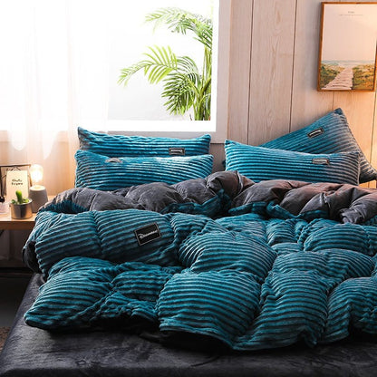 Blu turquoise Velluto - Drap Fodera / Copripiumino / Taies d'oreiller