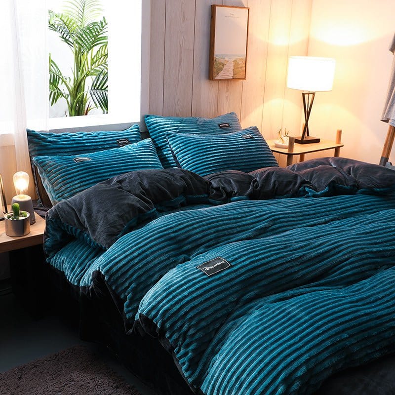 Blu turquoise Velluto - Drap Fodera / Copripiumino / Taies d'oreiller