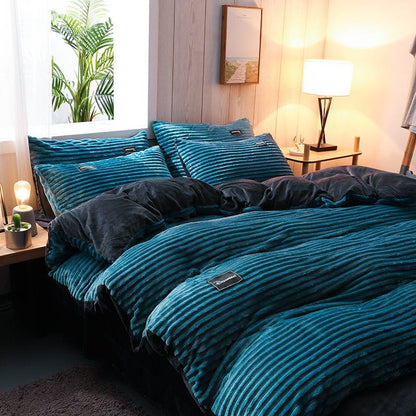 Blu turquoise Velluto - Drap Fodera / Copripiumino / Taies d'oreiller