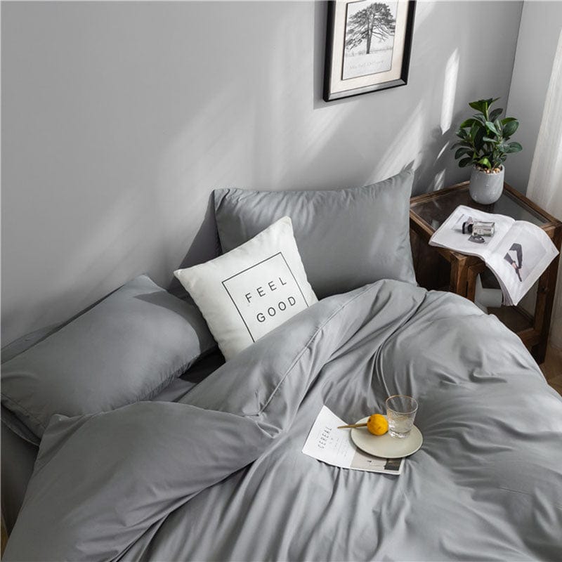 Grigio chiaro - Drap Fodera / Copripiumino / 2 taies d'oreiller