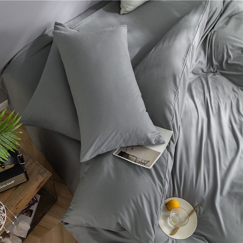 Grigio chiaro - Drap Fodera / Copripiumino / 2 taies d'oreiller