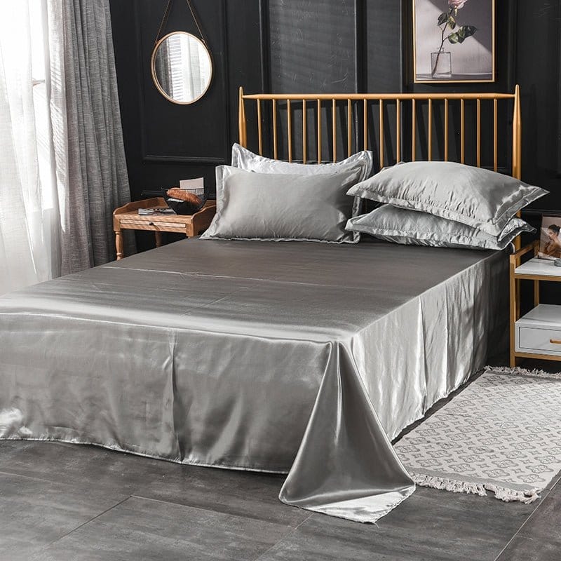 Grigio type satin - Drap Fodera / Copripiumino / 2 taies d'oreiller