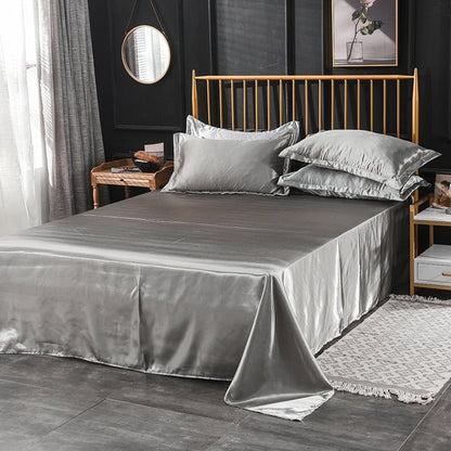 Grigio type satin - Drap Fodera / Copripiumino / 2 taies d'oreiller