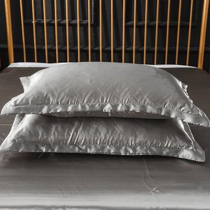 Grigio type satin - Drap Fodera / Copripiumino / 2 taies d'oreiller