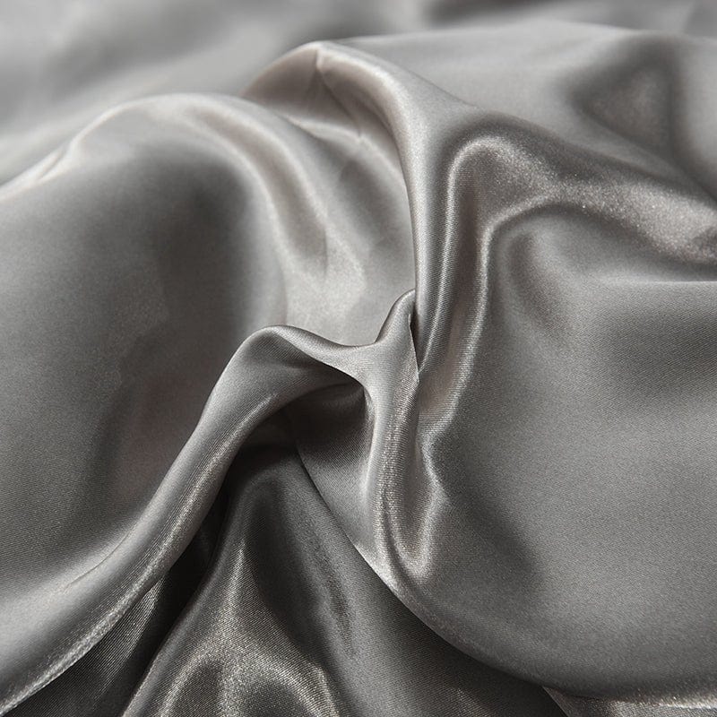 Grigio type satin - Drap Fodera / Copripiumino / 2 taies d'oreiller