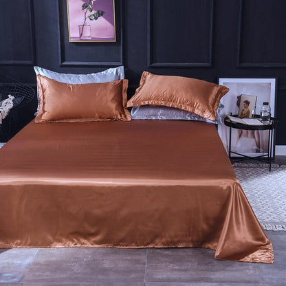 Marrone type satin - Drap Fodera / Copripiumino / 2 taies d'oreiller