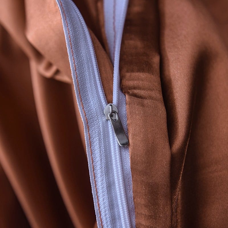 Marrone type satin - Drap Fodera / Copripiumino / 2 taies d'oreiller