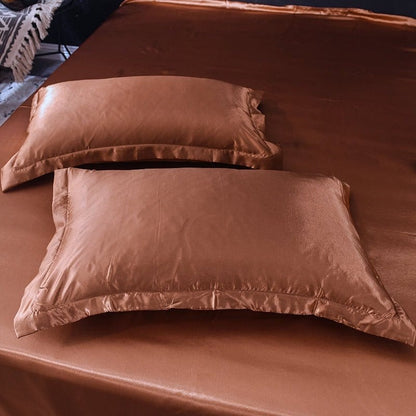 Marrone type satin - Drap Fodera / Copripiumino / 2 taies d'oreiller