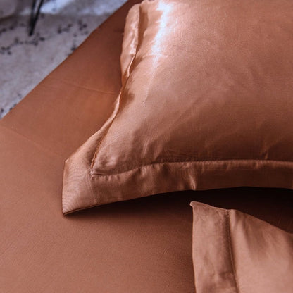 Marrone type satin - Drap Fodera / Copripiumino / 2 taies d'oreiller
