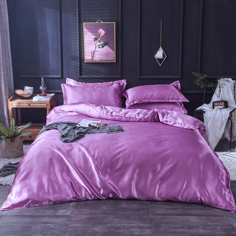 Mauve type satin - Drap Fodera / Copripiumino / 2 taies d'oreiller