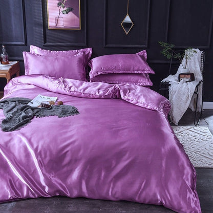 Mauve type satin - Drap Fodera / Copripiumino / 2 taies d'oreiller