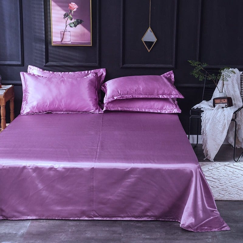 Mauve type satin - Drap Fodera / Copripiumino / 2 taies d'oreiller