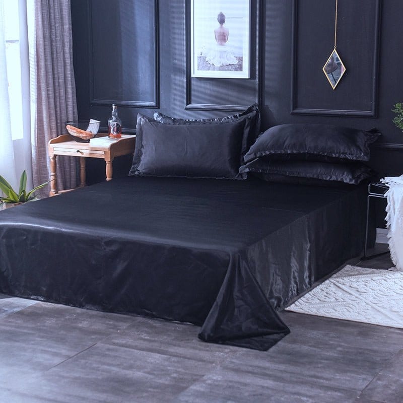 Nero type satin - Drap Fodera / Copripiumino / 2 taies d'oreiller