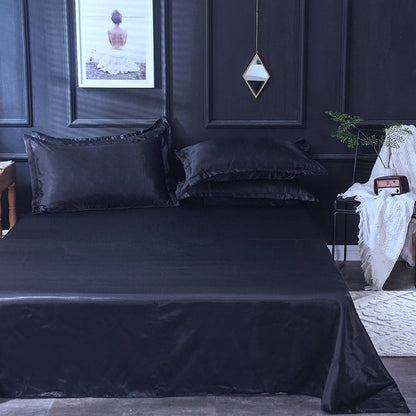 Nero type satin - Drap Fodera / Copripiumino / 2 taies d'oreiller