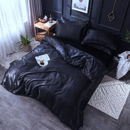 Nero type satin - Drap Fodera / Copripiumino / 2 taies d'oreiller