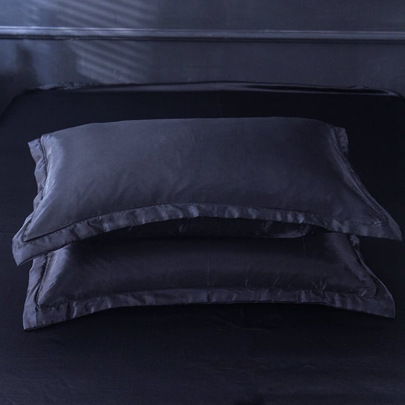 Nero type satin - Drap Fodera / Copripiumino / 2 taies d'oreiller