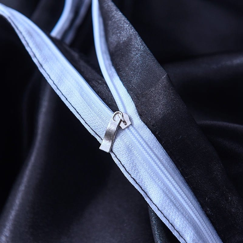 Nero type satin - Drap Fodera / Copripiumino / 2 taies d'oreiller
