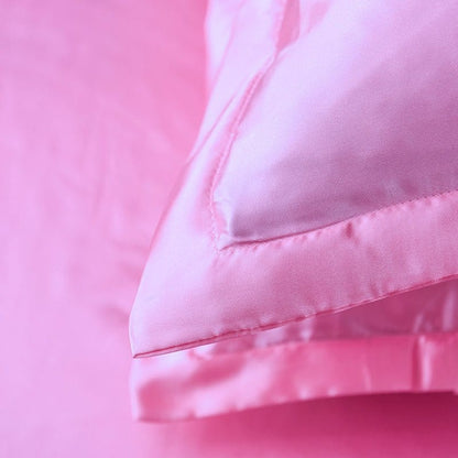 Rosa bonbon type satin - Drap Fodera / Copripiumino / 2 taies d'oreiller