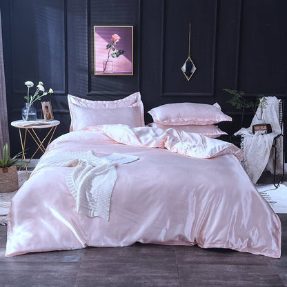 Rosa chiaro type satin - Drap Fodera / Copripiumino / 2 taies d'oreiller