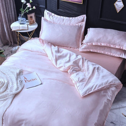 Rosa chiaro type satin - Drap Fodera / Copripiumino / 2 taies d'oreiller
