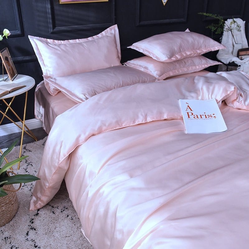 Rosa chiaro type satin - Drap Fodera / Copripiumino / 2 taies d'oreiller