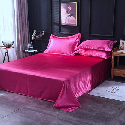 Rosa fushia type satin - Drap Fodera / Copripiumino / 2 taies d'oreiller