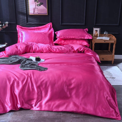 Rosa fushia type satin - Drap Fodera / Copripiumino / 2 taies d'oreiller