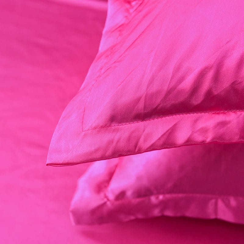 Rosa fushia type satin - Drap Fodera / Copripiumino / 2 taies d'oreiller
