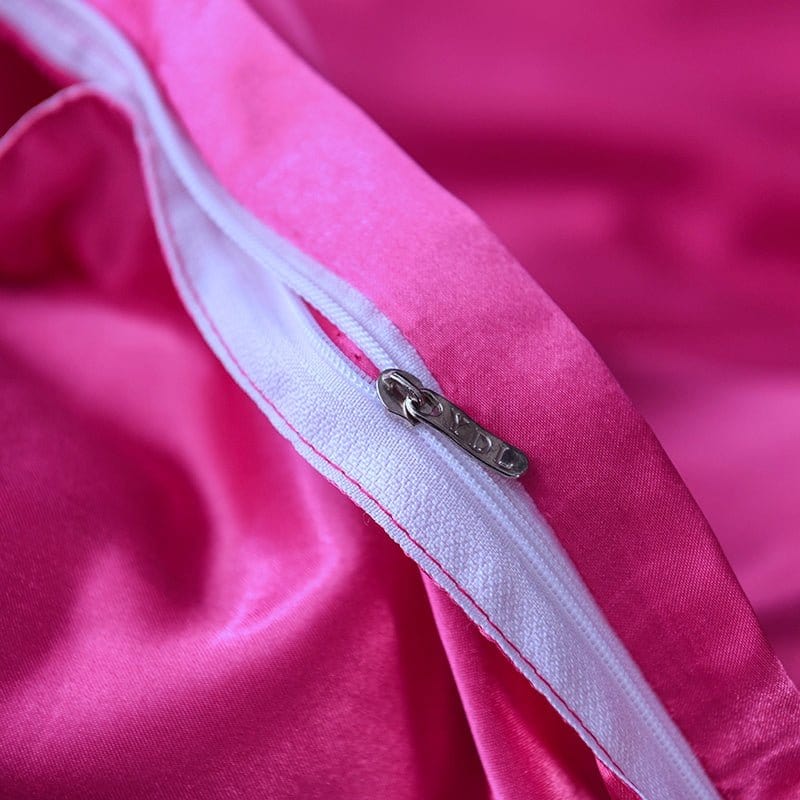 Rosa fushia type satin - Drap Fodera / Copripiumino / 2 taies d'oreiller