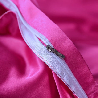 Rosa fushia type satin - Drap Fodera / Copripiumino / 2 taies d'oreiller