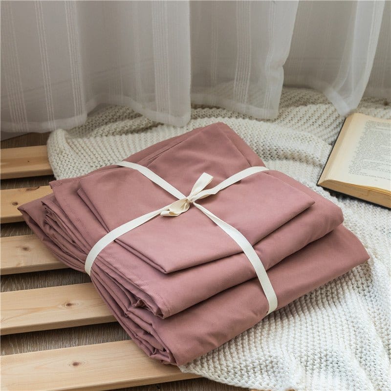 Rosa pêche - Drap Fodera / Copripiumino / 2 taies d'oreiller
