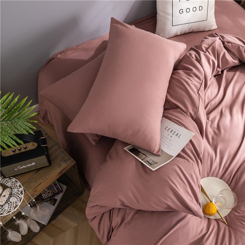 Rosa pêche - Drap Fodera / Copripiumino / 2 taies d'oreiller