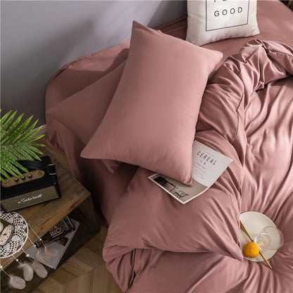 Rosa pêche - Drap Fodera / Copripiumino / 2 taies d'oreiller
