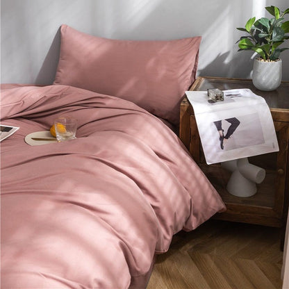 Rosa pêche - Drap Fodera / Copripiumino / 2 taies d'oreiller