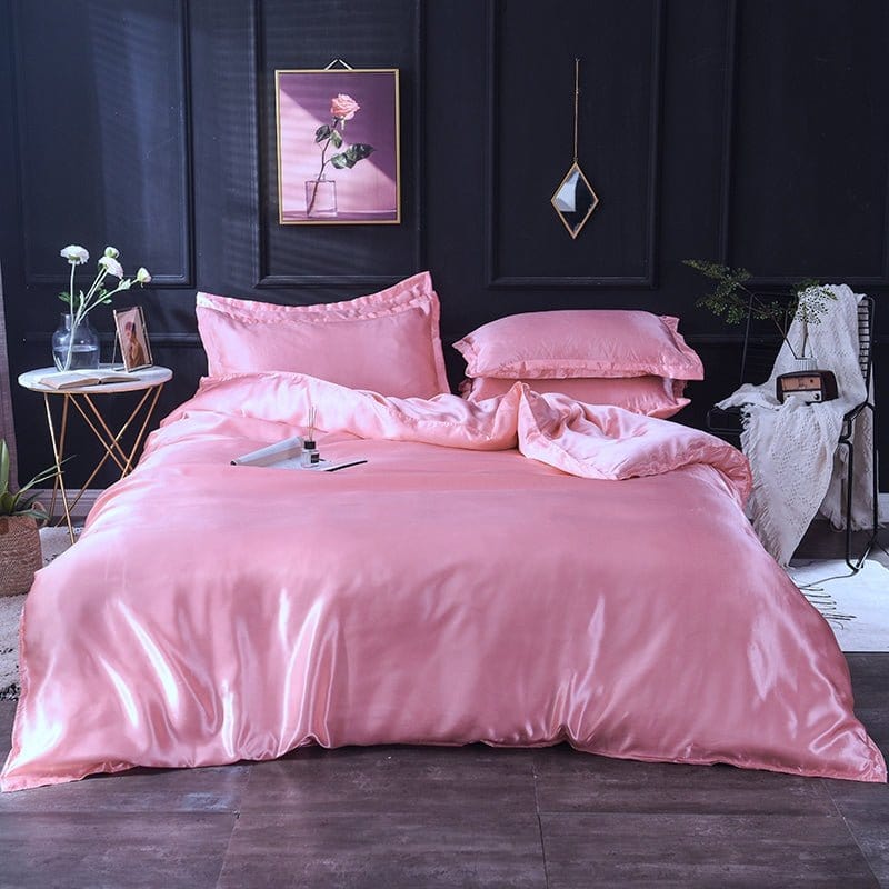 Rosa type satin - Drap Fodera / Copripiumino / 2 taies d'oreiller