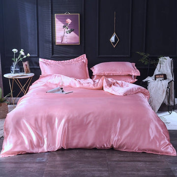 Rosa type satin - Drap Fodera / Copripiumino / 2 taies d'oreiller