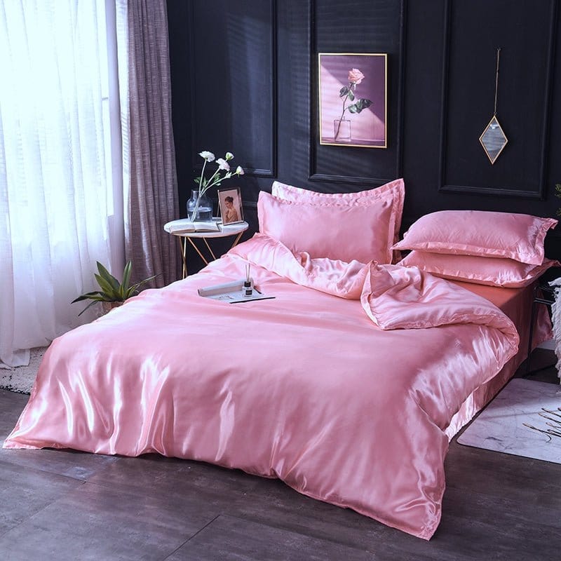 Rosa type satin - Drap Fodera / Copripiumino / 2 taies d'oreiller