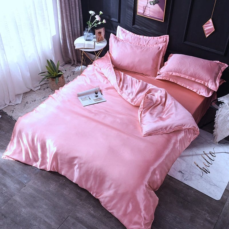 Rosa type satin - Drap Fodera / Copripiumino / 2 taies d'oreiller
