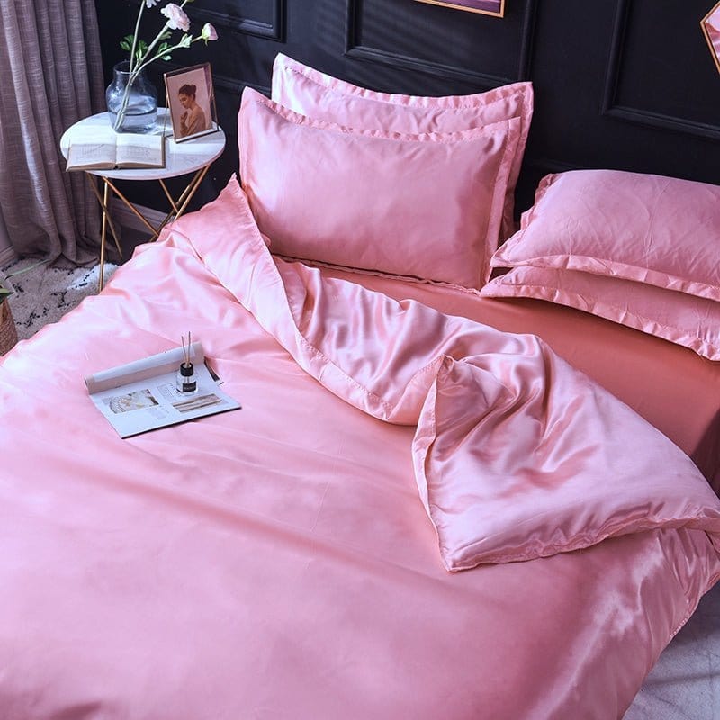 Rosa type satin - Drap Fodera / Copripiumino / 2 taies d'oreiller