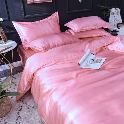 Rosa type satin - Drap Fodera / Copripiumino / 2 taies d'oreiller