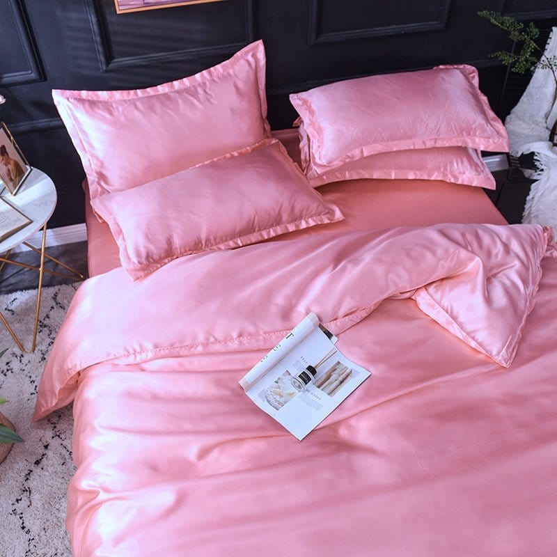 Rosa type satin - Drap Fodera / Copripiumino / 2 taies d'oreiller