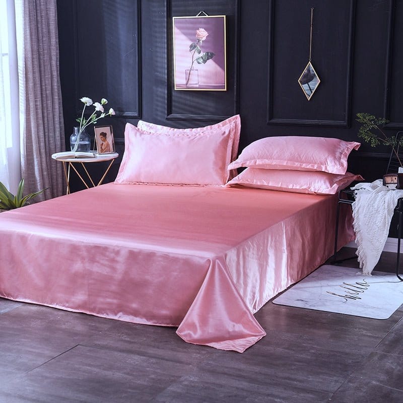 Rosa type satin - Drap Fodera / Copripiumino / 2 taies d'oreiller