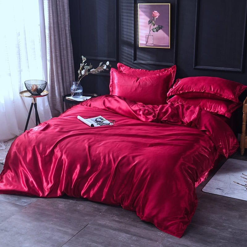 Rosso type satin - Drap Fodera / Copripiumino / 2 taies d'oreiller