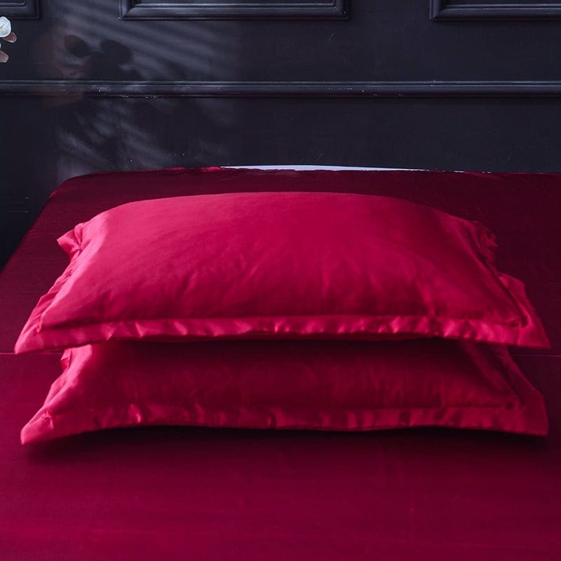 Rosso type satin - Drap Fodera / Copripiumino / 2 taies d'oreiller