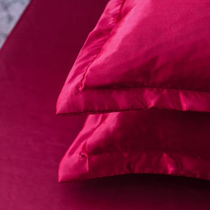 Rosso type satin - Drap Fodera / Copripiumino / 2 taies d'oreiller