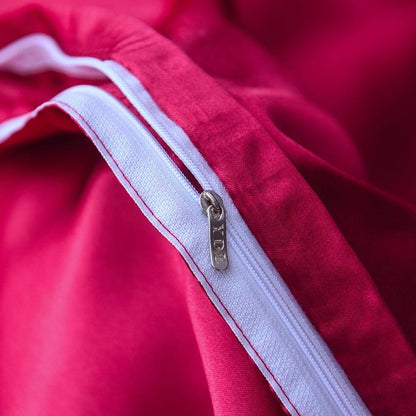 Rosso type satin - Drap Fodera / Copripiumino / 2 taies d'oreiller
