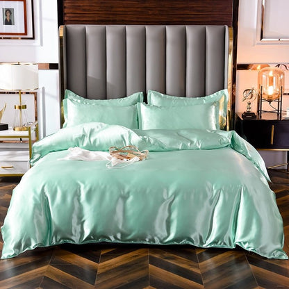 Verde opaline type satin - Drap Fodera / Copripiumino / 2 taies d'oreiller