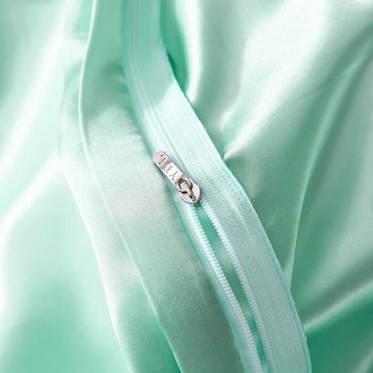 Verde opaline type satin - Drap Fodera / Copripiumino / 2 taies d'oreiller